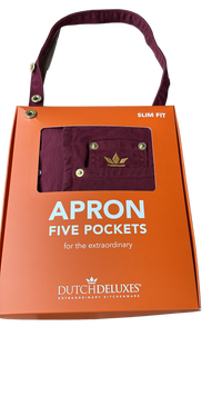 Dutchdeluxes - Denim - Burgundy - Aubergine - Apron - Kitchen - Indigo jeans - 5 pockets