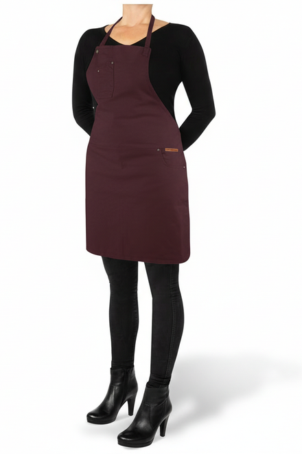 Dutchdeluxes - Denim - Barbecue - BBQ - Tablier - Cuisine - Jeans Indigo - 5 poches - Aubergine