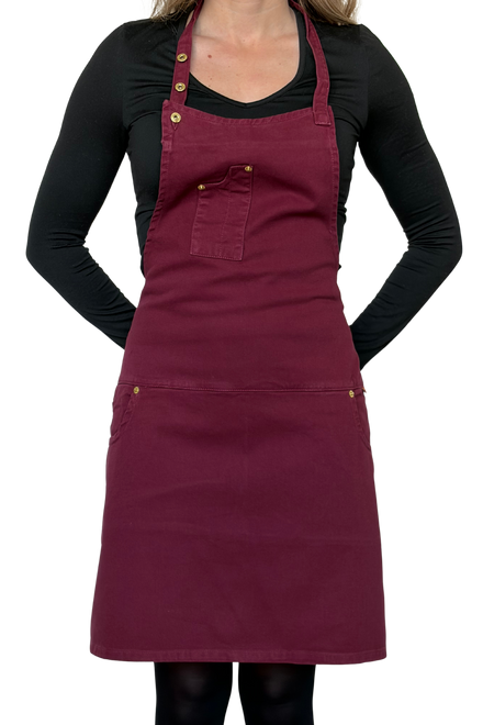 Dutchdeluxes - Denim - Barbecue - BBQ - Schürze - Küche - Indigo Jeans - 5 Taschen - Aubergine