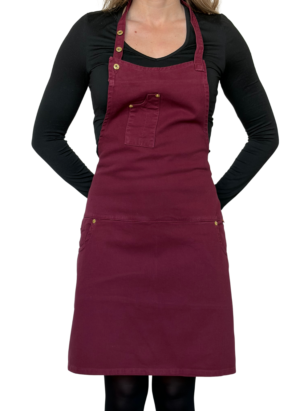 Dutchdeluxes - Denim - Barbecue - BBQ - Schürze - Küche - Indigo Jeans - 5 Taschen - Aubergine
