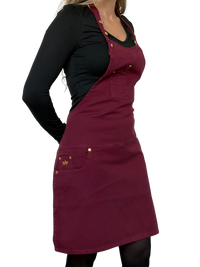 Dutchdeluxes - Denim - Barbecue - BBQ - Schürze - Küche - Indigo Jeans - 5 Taschen - Aubergine