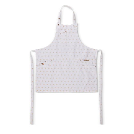 
Dutchdeluxes - Tablier de barbecue ou de cuisine - 5 poches - Blanc avec étoiles dorées