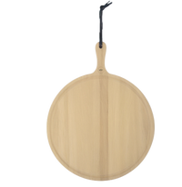 HORECA Dishwasher safe 100% wooden cutting and presentation board - Round - With Handle