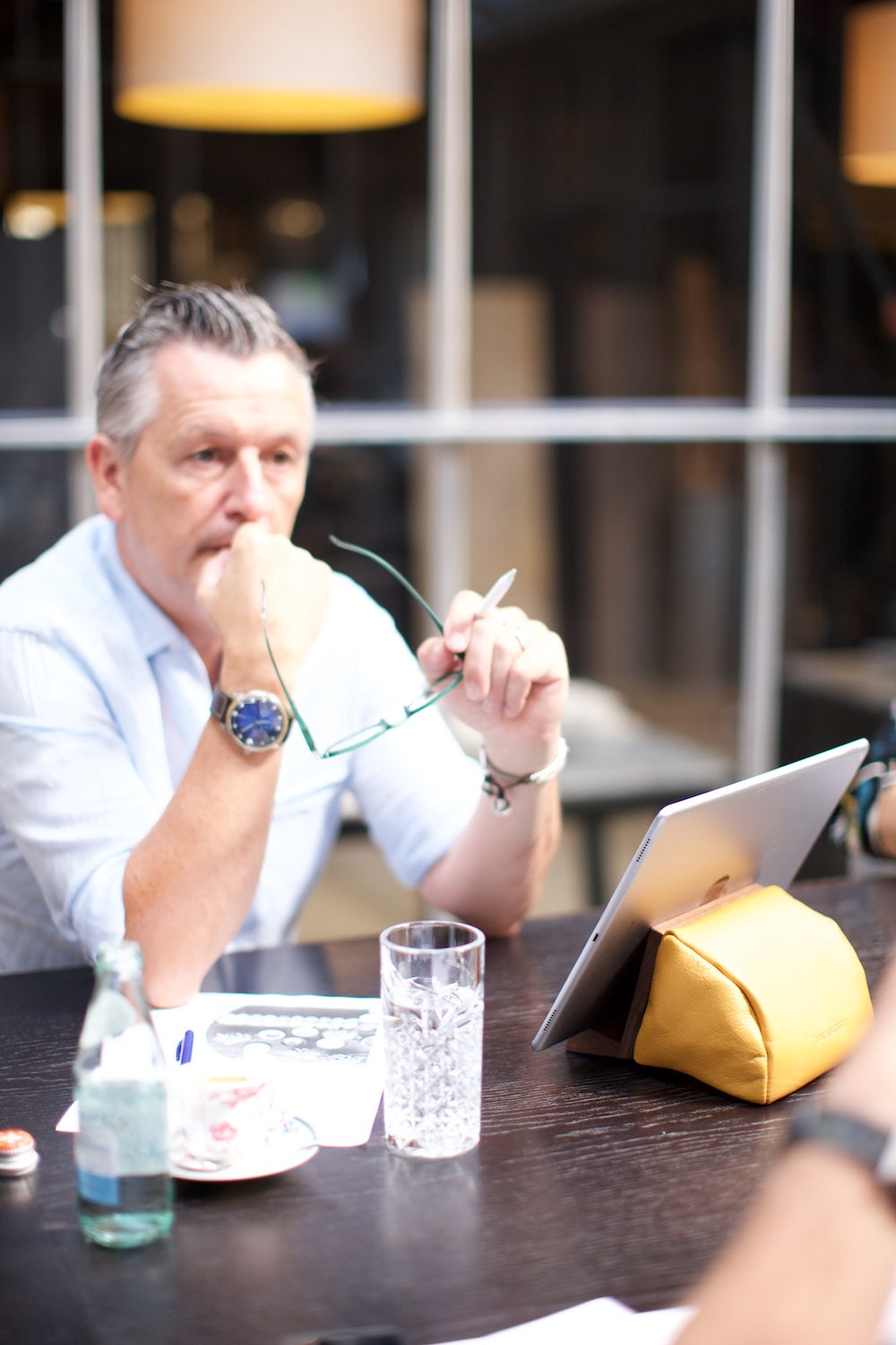 Best Book & Tablet Stand | Walnut - Yellow Ochre