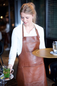 Serving tray | Round - Yellow | Full grain leather on solid wood core | Ø46 CM