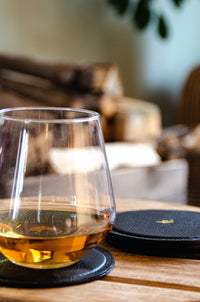 Dutchdeluxes - Waterafstotend - Onderzetter - 4 stuks - Leer - Zwart