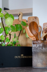 Dutchdeluxes - Giftbox - Acacia Wood - Luxury - Kitchen Set - 8 Kitchen Tools - Stylish - Brown
