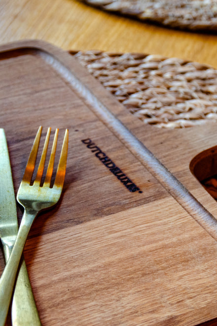 Dutchdeluxes - Luxury - Oak wood - Rectangular - Bread board - Cutting board - Serving board - XL - 70x34 cm - Brown