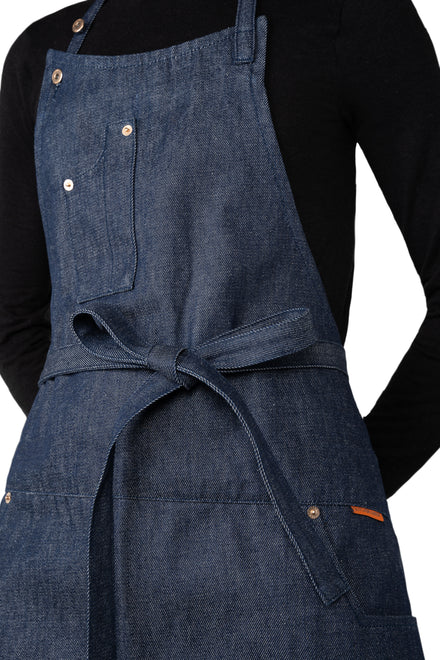 Dutchdeluxes - Kitchen and barbecue apron - With 5 pockets - Blue denim