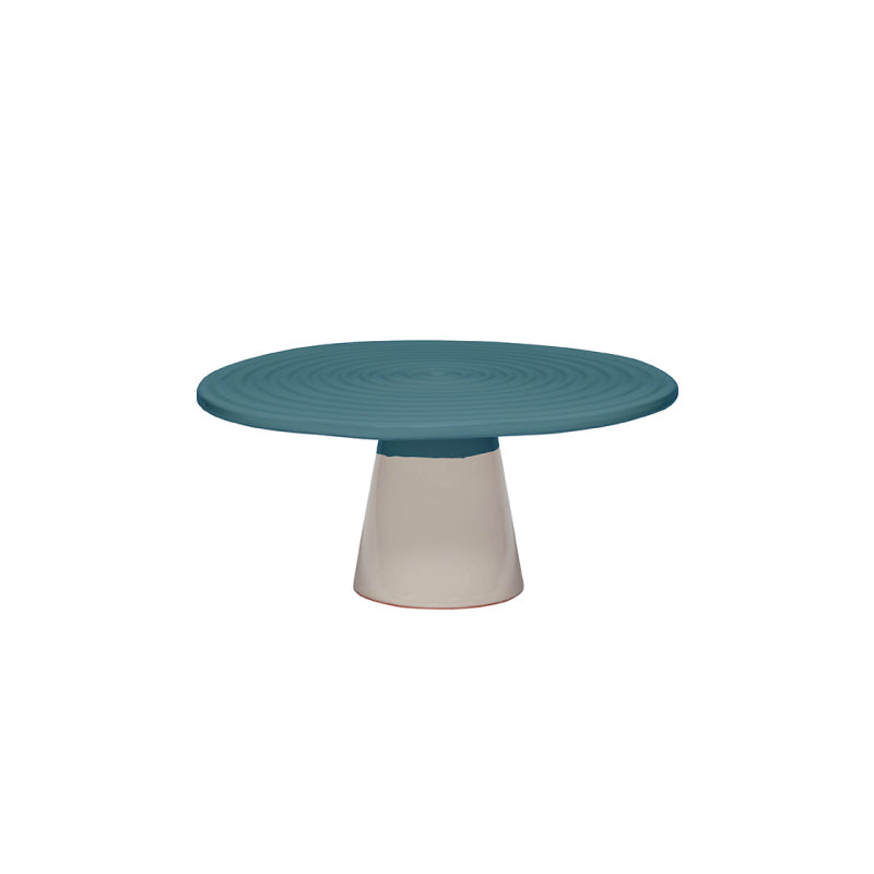 Dutchdeluxes - Baked ceramic - Cake stand - Medium - 25 cm diameter - Blue