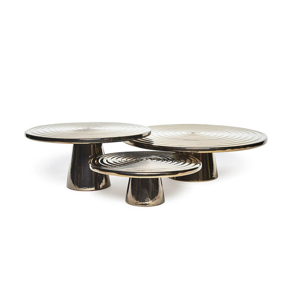 Dutchdeluxes - Baked ceramic - Cake stand - 20 cm diameter - Gold