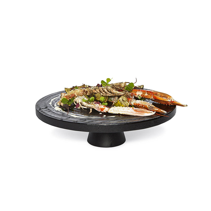 Dutchdeluxes - Oak wood - Handmade - Cake stand - Appetizer stand - With pedestal - Black Large