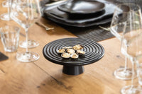 Dutchdeluxes - Keramiek - Taartplateau - 20 cm diameter - Uniek design - Zwart
