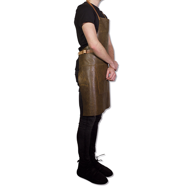 Dutchdeluxes - Leather - Luxury - Handmade - BBQ - Barbecue Apron - Kitchen Apron - Vintage Brown/Cognac
