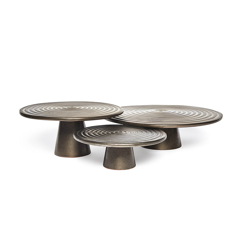 Dutchdeluxes - Ceramic - Cake stand - Platinum - Matt - 20 cm diameter - Brown