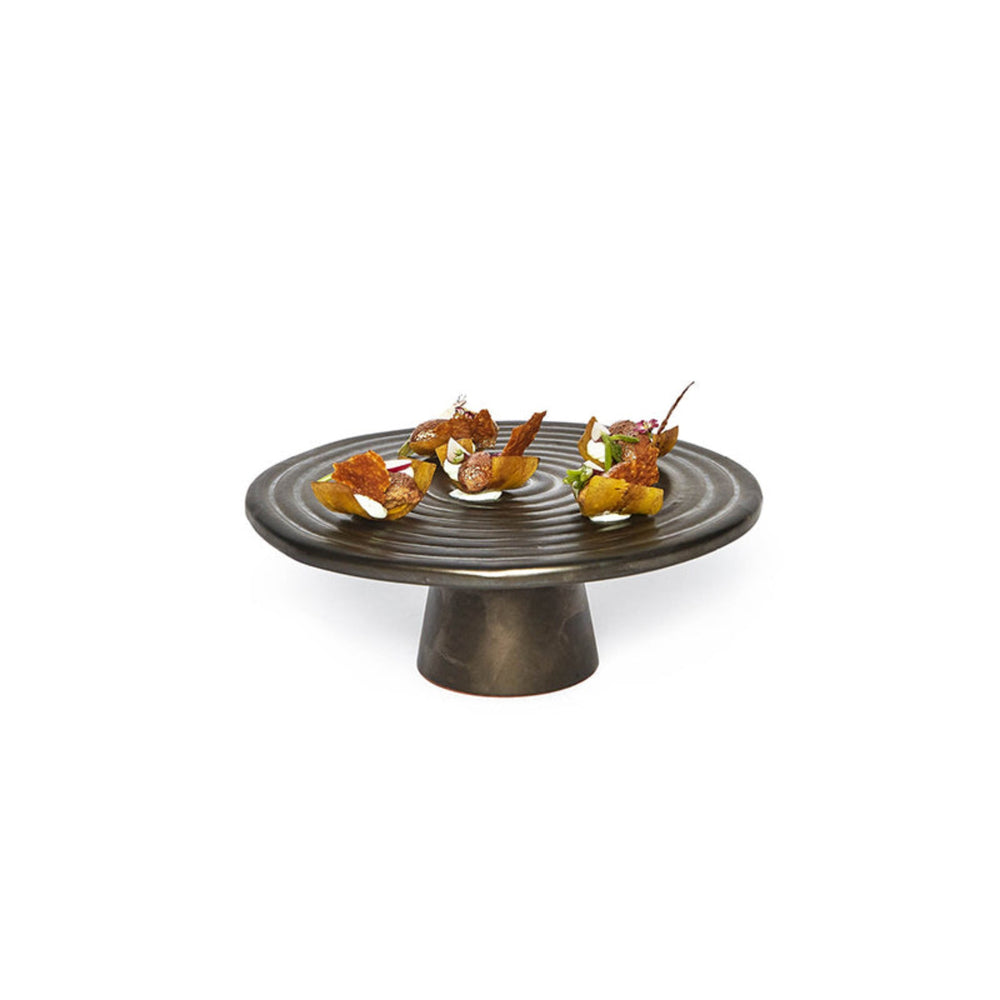 Dutchdeluxes - Ceramic - Cake stand - Platinum - Matt - 20 cm diameter - Brown