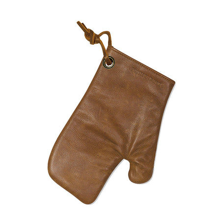 Dutchdeluxes - Oven mitt - (Full-grain) leather - Vintage camel - Suitable for barbecue - Incl. gift box