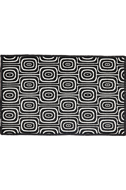 Dutchdeluxes - Handgemaakt - Geweven katoen - Placemat - set van 4 - Black & White - Monkey Eyes - Zwart/wit