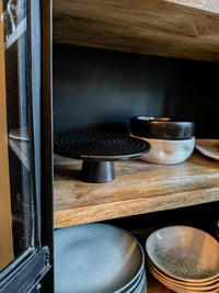 Dutchdeluxes - Baked Ceramic - Cake Stand - Medium - 25 cm Diameter - Black