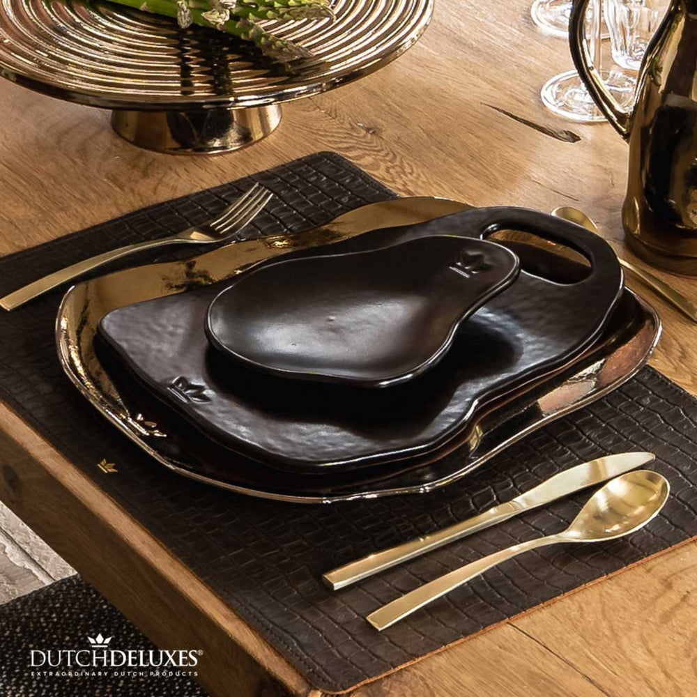 Dutchdeluxes XL - Keramiek - luxe presenteer onderbord - 33,5x28 cm - Brons - Set van 2