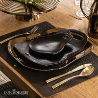 Dutchdeluxes XL - Keramiek - luxe presenteer onderbord - 33,5x28 cm - Brons - Set van 2