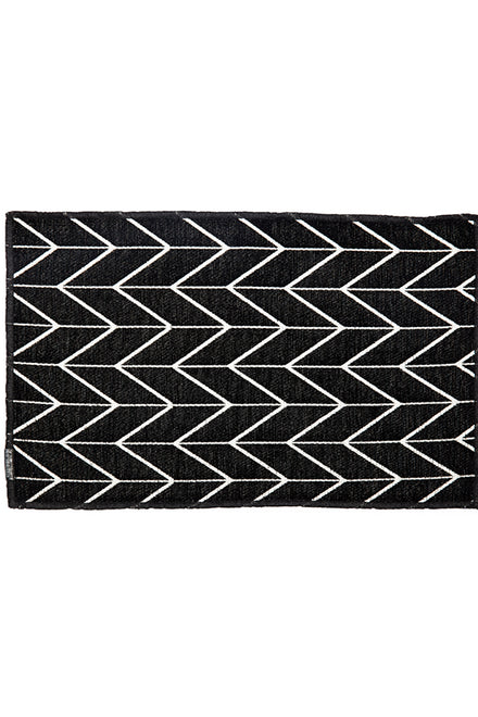 Placemat, Woven Cotton, set of 4 - Black & White - Herringbone