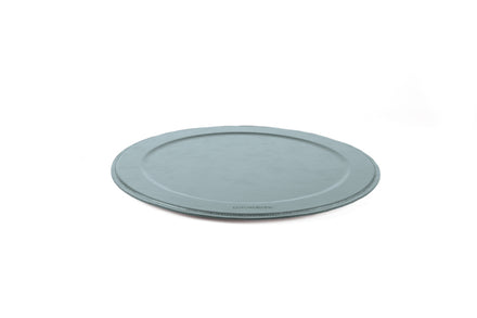 Serving tray | Round - Grey | Full grain leather on solid wood core | Ø46 CM