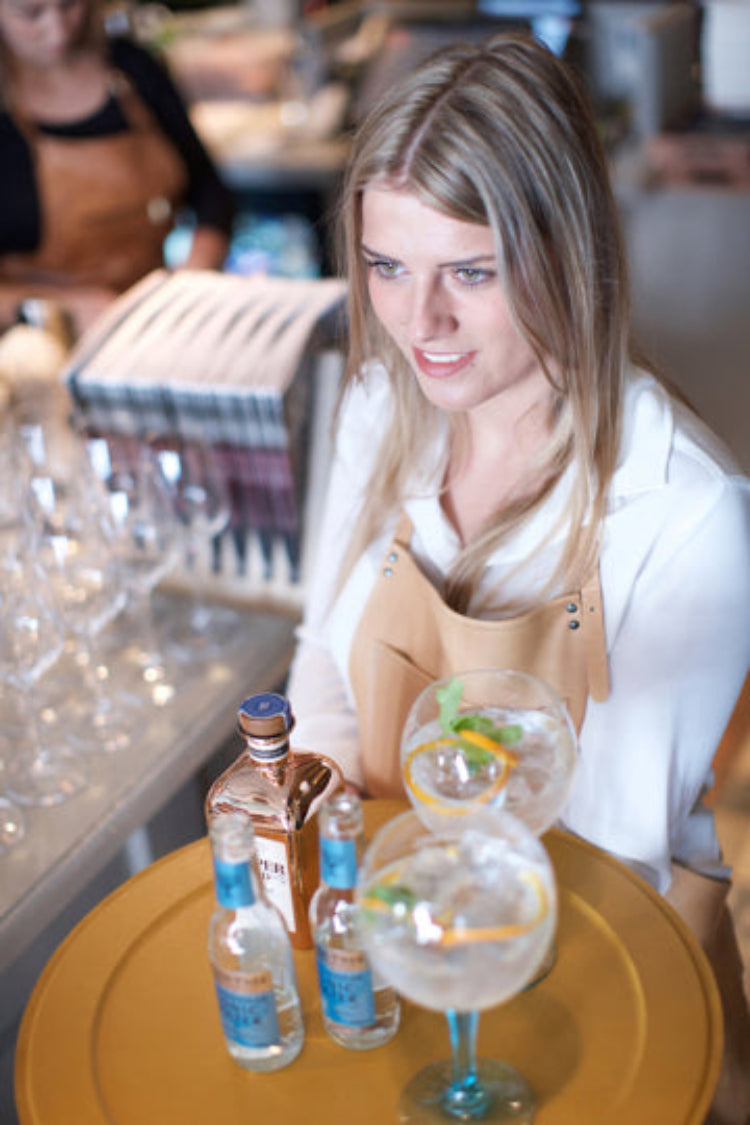 Serving tray | Round - Yellow | Full grain leather on solid wood core | Ø46 CM