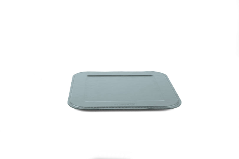 Serving tray | Square - Metallic Grey | Full grain leather on solid wood core | 34X34 CM