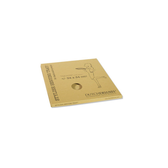 Serving tray | Square - Orange | Full grain leather on solid wood core | 34X34 CM