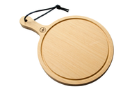 Dishwasher safe Solid wooden cutting and presentation board - Small Round 24,5 Diameter - With Handle - HORECA proof