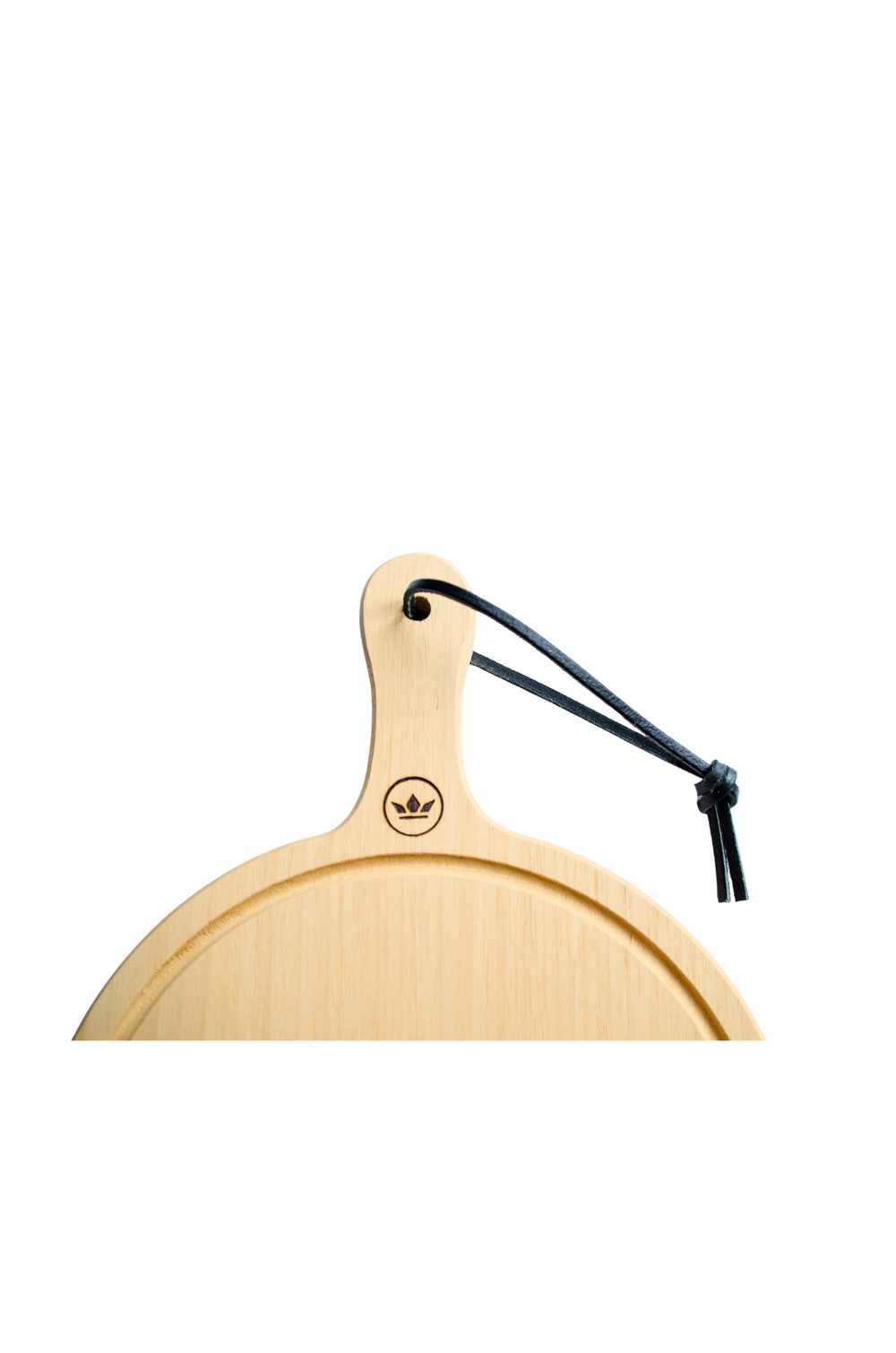 Dishwasher safe Solid wooden cutting and presentation board - Small Round 24,5 Diameter - With Handle - HORECA proof