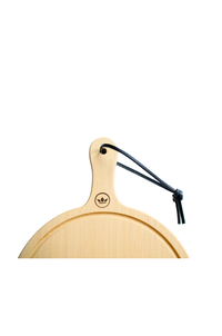 Dishwasher safe Solid wooden cutting and presentation board - Small Round 24,5 Diameter - With Handle - HORECA proof