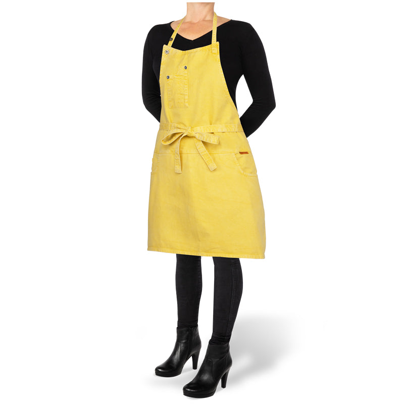Dutchdeluxes Indigo jeans - Tablier de barbecue ou de cuisine - 5 poches - Jaune