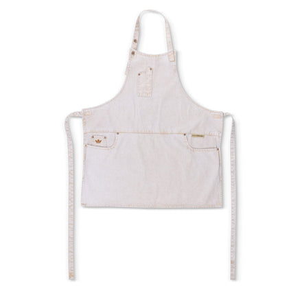 Dutchdeluxes - Denim - Haute qualité - Jean indigo - Barbecue - BBQ - Tablier de cuisine - 5 poches - Blanc/Or