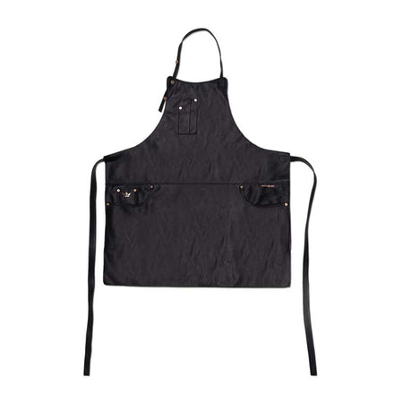 Dutchdeluxes - Luxury - Barbecue - BBQ - Kitchen apron - Hospitality apron - Full grain Leather - 5 pockets - Black