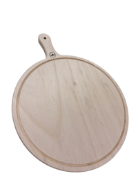 Planche à découper et de présentation 100 % en bois – Ronde – Avec poignée – Compatible lave-vaisselle pour usage HORECA