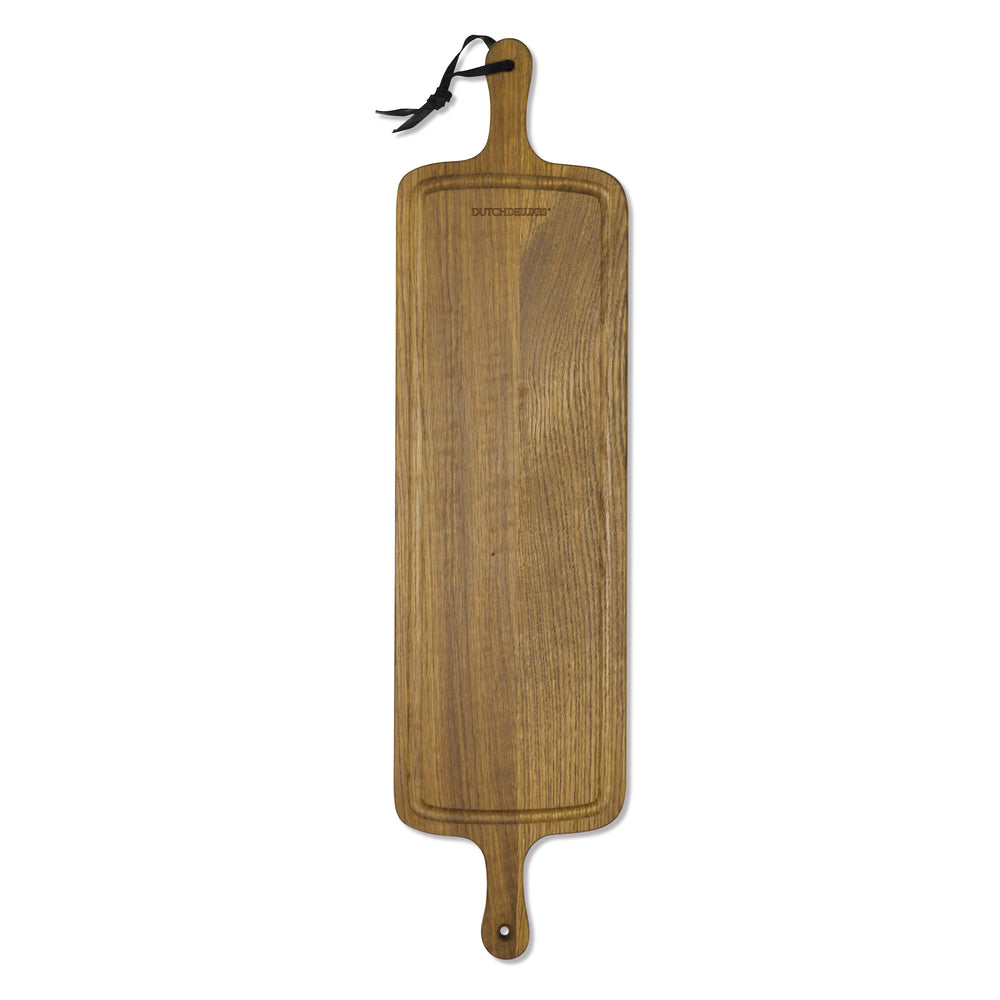 Dutchdeluxes - Handgemaakt - Luxe - Barbecue - BBQ - Serveerplank - Snijplank - 2 handvaten - Eikenhout - Bruin