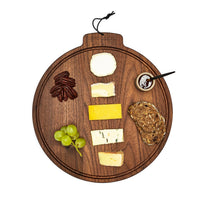 Dutchdeluxes Moon - Handgemaakt - Boterplank - Geoliede Walnoot - Rond - ⌀ 28cm - Kaasplank - Ontbijtplank - Bruin