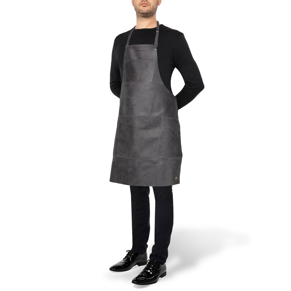 Dutchdeluxes - Leather - Barbecue apron - BBQ - Heat resistant - Handmade - Black