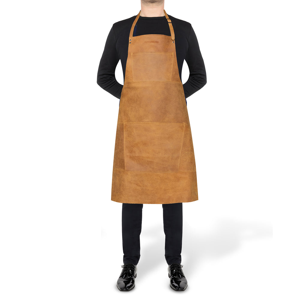 Dutchdeluxes - Barbecue apron - Leather - Unique - Handmade - Heat resistant