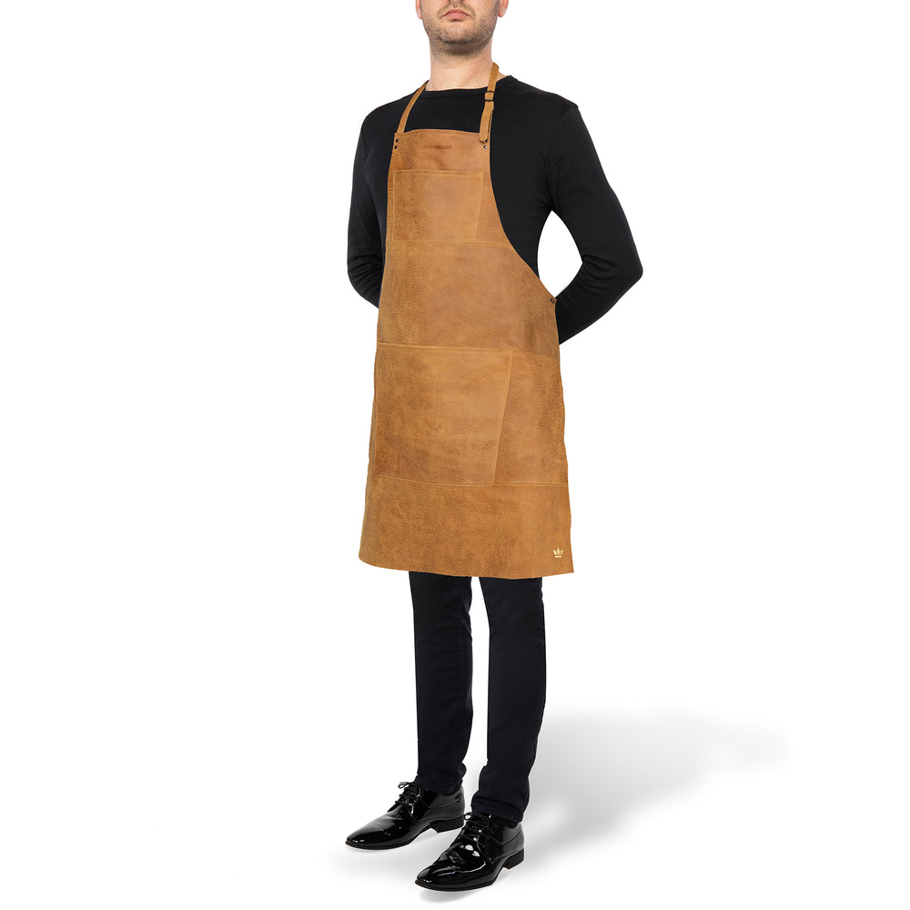 Dutchdeluxes - Barbecue apron - Leather - Unique - Handmade - Heat resistant