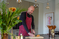 Dutchdeluxes - Denim - Burgundy - Aubergine - Apron - Kitchen - Indigo jeans - 5 pockets