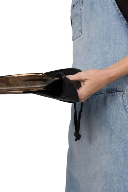 Dutchdeluxes - Handmade - Leather - Pot Holder - 1 piece - Heat resistant up to 240°C - Black