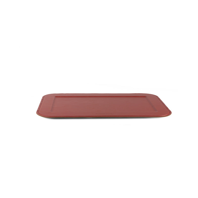 Serving tray| Slim - Red Ruby | Full grain leather on solid wood core ...